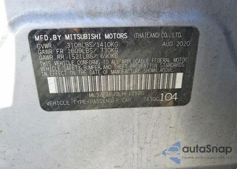 2020 Mitsubishi Mirage G4 Es from USA, damaged, VIN ML32F3FJ9LHF12120